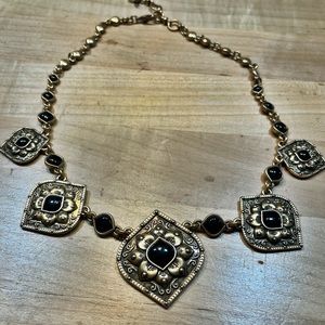 LUCKY BRAND x Cleobella Vintage Style Gold Metal & Black Statement Necklace